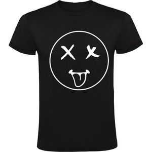 Smiley | Kinder T-shirt 116 | Zwart | Glimlach | Lachen | Vrolijk | Gelukkig | Graffiti | Clown | LOL | Plezier | Emoticon