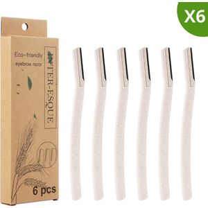 INTER-ESQUE Dermaplaning - Wenkbrauw Scheermesje - Scheermesjes Vrouw - Eyebrow Razor - Scheermesjes Gezicht - Wenkbrauw Mesje - x6 Groot
