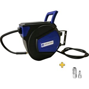 Borg Premium automatisch luchthaspel 15 meter - hoogwaardige rubbere slang 3/8"" - Slow Return - Slanghaspel