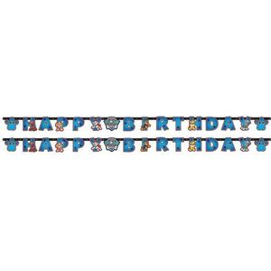 2x Paw Patrol themafeest wenslijn/letterslinger Happy Birthday 180 x 14 cm - Thema feest slinger voor kinderfeestje/verjaardag