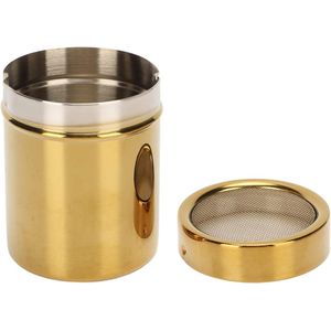 Roestvrijstalen poedersuiker strooier met deksel – 7 x 9 cm (goud)