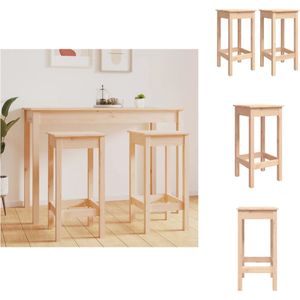 vidaXL Bistrostoelen - Houten Barkrukken - 40 x 40 x 78 cm - Massief Grenenhout - Barkruk