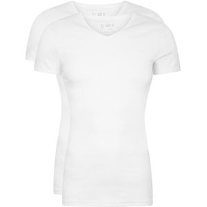 RJ Bodywear Everyday - Leeuwarden - 2-pack - T-shirt V-hals - wit rib -  Maat XXL