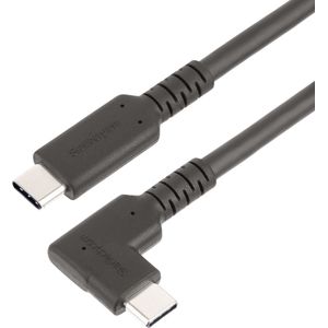 StarTech.com 2m Haakse USB-C Kabel, Rugged, USB 3.2 Gen 1 (5 Gbps), USB C naar C Data transfer Kabel met Rechte Hoek, 4K 60Hz DP Alt Mode, 100W Power Delivery, USB Type-C Kabel (RUSB315CC2MBR)