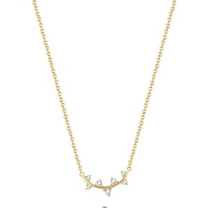 Twice As Nice Halsketting in 18kt verguld zilver, boog, steentjes 40 cm+5 cm