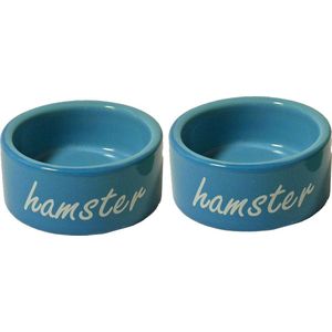 Eetbakje voor hamsters kleur blauw 8 cm per 2 stuks
