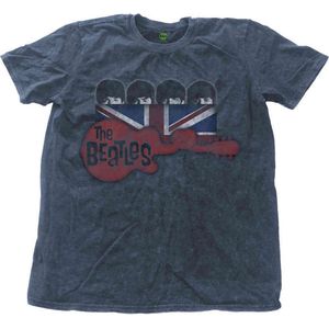 The Beatles - Guitar & Flag Heren T-shirt - 2XL - Blauw