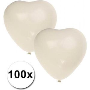 Hartjes ballonnen wit 100 stuks