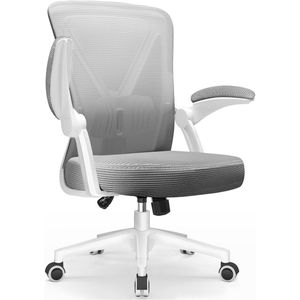 Elekiatech Ergonomische Bureaustoel - Bureaustoel - Opklapbare Armleuningen - Bureaustoelen voor Volwassenen - 150 Kg - Grijs