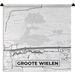 Wandkleed - Wanddoek - Plattegrond - Stadskaart - Groote Wielen - Brabant - Kaart - 120x120 cm - Wandtapijt