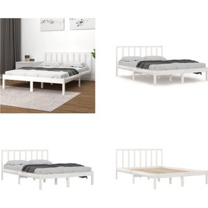 vidaXL Bedframe massief grenenhout wit 120x190 cm 4FT Small Double - Bedframe - Bedframes - Bed - Bedbodem