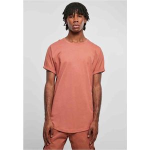Urban Classics - Long Shaped Turnup Heren T-shirt - S - Oranje