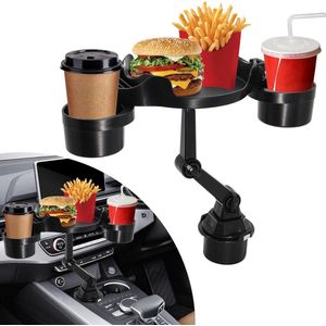 360 graden verstelbare bekerhouder voor in de auto - tafel met telefoonhouder - 3-in-1 autoverlenging - multifunctionele tafel met antislipmat Auto tafel