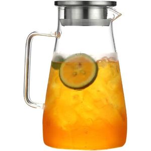Waterkaraf - Water karaf Glazen theepot 1.2 liter/1.8 liter - Borosilicaatglas - Roestvrij stalen deksel