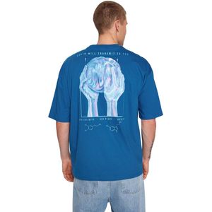Trendyol Wit Oversized/Wijd Gesneden Kort Mouw Mystiek Bedrukt T-Shirt Van 100% Katoen Tmnss23Ts00236