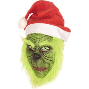 Masker the grinch - luxe latex masker met haar - Kerst - monster