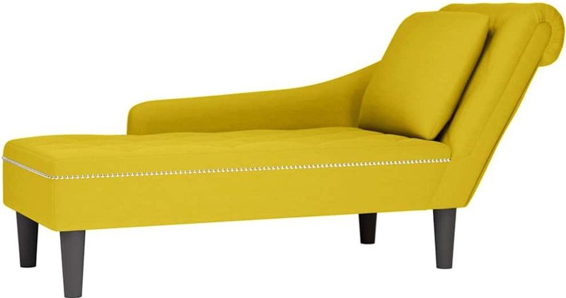 vidaXL - Chaise - longue - met - kussen - en - rechterarmleuning - fluweel - geel