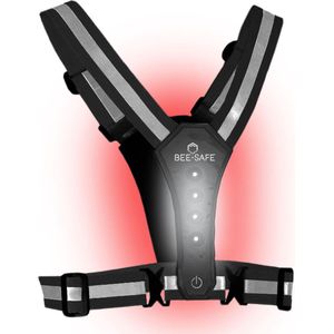 Led Harness USB | BEE SAFE Black | hardloop verlichting | hardloopvest met verlichting