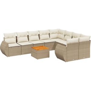 vidaXL Loungeset 10-delig - Beige - Incl. Kussens