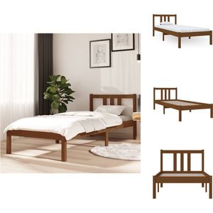 vidaXL Houten Bedframe - Modern - Eenpersoonsbed - Afmeting- 195.5 x 80.5 x 69.5 cm - Ken- Massief grenenhout - Bed