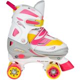 Nijdam Rolschaatsen Meisjes Verstelbaar Semi-Softboot - Rave Skate - Fluorroze/Fluorgeel/Wit/Grijs/Antraciet - 38-41