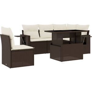 vidaXL Loungeset - 6-delig - Poly Rattan - Bruin