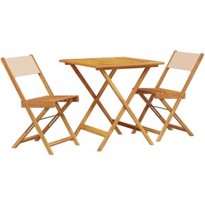 vidaXL Bistroset - Bistrosets - Loungeset - Tuinset - 3-delige Bistroset stof en massief hout beige