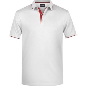 Polo shirt Golf Pro premium wit/rood voor heren - Witte herenkleding - Werkkleding/zakelijke kleding polo t-shirt L