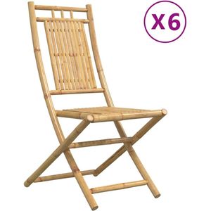vidaXL Tuinstoelen 6 st inklapbaar - Bamboe - 46x66x99 cm Bamboestoelen - Tuinset - Tuinstoel - Buisentoolset - Tuinmeubel