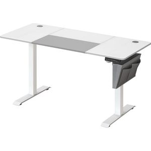 Rootz Elektrisch Stabureau - In Hoogte Verstelbaar Bureau - Zit Sta Bureau - Spaanplaat - Stalen Frame - 60cm x 140cm x (72-120cm) - Wit/Grijs