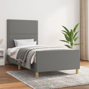 The Living Store Bedframe zonder matras 90x190 cm stof donkergrijs - Bed Frame - Donkere Kleur - Tweepersoonsbed - Boxspring Bed - Stapelbed
