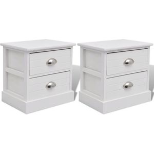 vidaXL Nachtkastjes Franse stijl - Wit - 2 stuks Nachtkaste - Frans Design - Landelijke Meubelen - Witte Meubelstukken - Houten Nachtstand