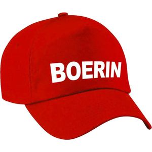 Boerin verkleed pet rood voor dames - boerin baseball cap - carnaval verkleedaccessoire voor kostuum
