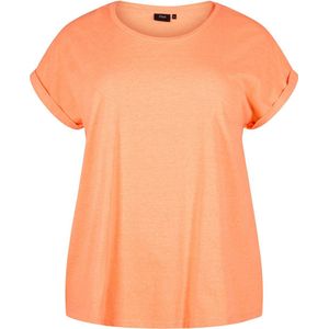 ZIZZI MKATJA, S/S, NEON TEE Dames T-shirt - Neon coral - Maat S (42-44)