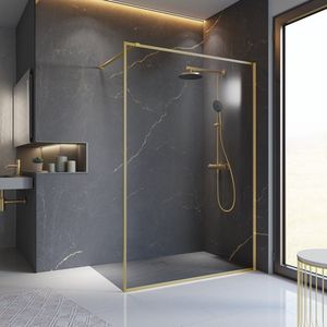 Schulte inloopdouche - douchewand - 140x200 - 6mm - helder - goud mat - kader rondom het veiligheidsglas-antikalk