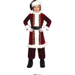 Guirma - Kerst & Oud & Nieuw Kostuum - Luxe Santa Kerstman Kind - Jongen - Rood, Wit / Beige - 7 - 9 jaar - Kerst - Verkleedkleding