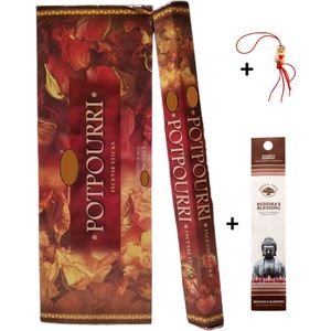 2 Kokers - Wierook - Wierookstokjes - Wierooksticks - Incense sticks - Poutpurri - Potpourri - 40 stokjes + 5 mini wierookstokjes + Gelukspoppetje