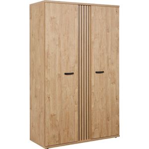 Kledingkast Lilo Eiken - Breedte 125 cm - Hoogte 200 cm - Diepte 53 cm - Met planken - Met openslaande deuren