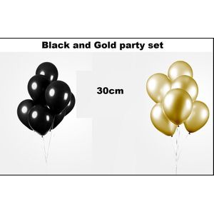 200x Luxe Ballonnen zwart/goud - Black and Gold party set - Festival thema feest party verjaardag gala jubileum