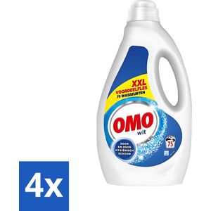 Omo - Vloeibaar Wasmiddel - Wit - Hygiënisch schoon - 75 Wasbeurten - Voordeelverpakking - 4 stuks