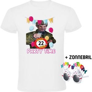 Party time 22 jaar Heren T-shirt + Happy birthday bril - feest - verjaardag - jarig - 22e verjaardag - grappig