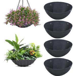 Ronde hangende manden liners - vervanging bloempot vilt - wandhangende plantenbak liner - kokosmat hangmand - plantenmand liner - huis tuin planten - bloemen wijnpot - 4 stuks