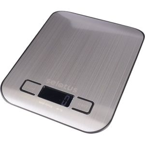 Selotus - Precisie Keukenweegschaal – Weegschaal Keuken - 1 gr tm 5 kg - 5 standen – met batterijen - Brushed aluminium