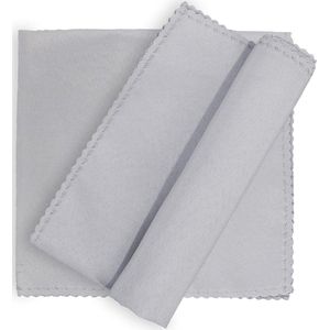 Stoffen servetten - set van 20 polyester servetten met kant 48 x 48 cm voor restaurants hotels banketten bruiloften, zilvergrijs