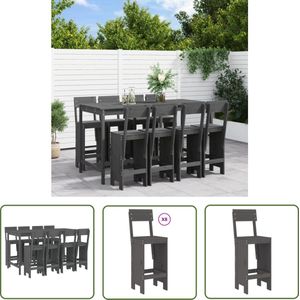 The Living Store 9-delige Tuinbarset massief grenenhout grijs - Houten Barset - Tuinbarset - Buitentafels - Lounge Set - Bistro Set