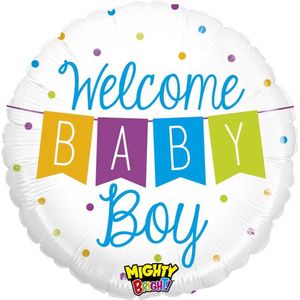 folie Ballon ""welcome Baby Boy"" Banner ± 53 cm flat (logo Mighty = not printed)