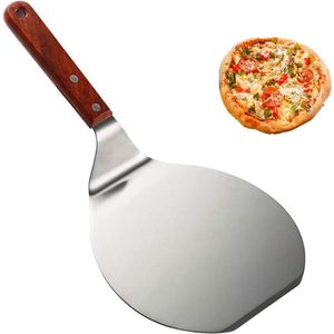 Geperforeerde roestvrijstalen pizzaschep voor oven en barbecue - Houten handvat