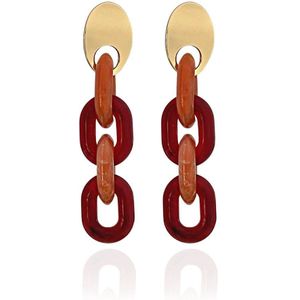 Zatthu Jewelry - N21AW370 - Hiba oranje rode oorbellen van resin