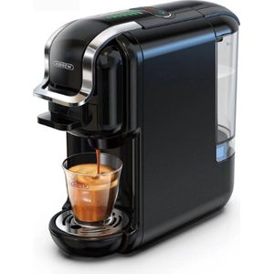 HiBrew - 5 in 1 Koffiezetapparaat - Senseo - Meerdere Capsules - Koffiepadmachine - Koffiemachine - Cappuccino - Latte - Heet/Koud - 19B - 1450W - Zwart