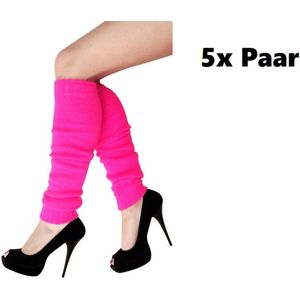 5x Paar Beenwarmers pink - Clarcke - Festival thema Been warmer feest disco fun kleding accesoires